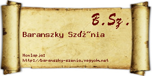 Baranszky Szénia névjegykártya